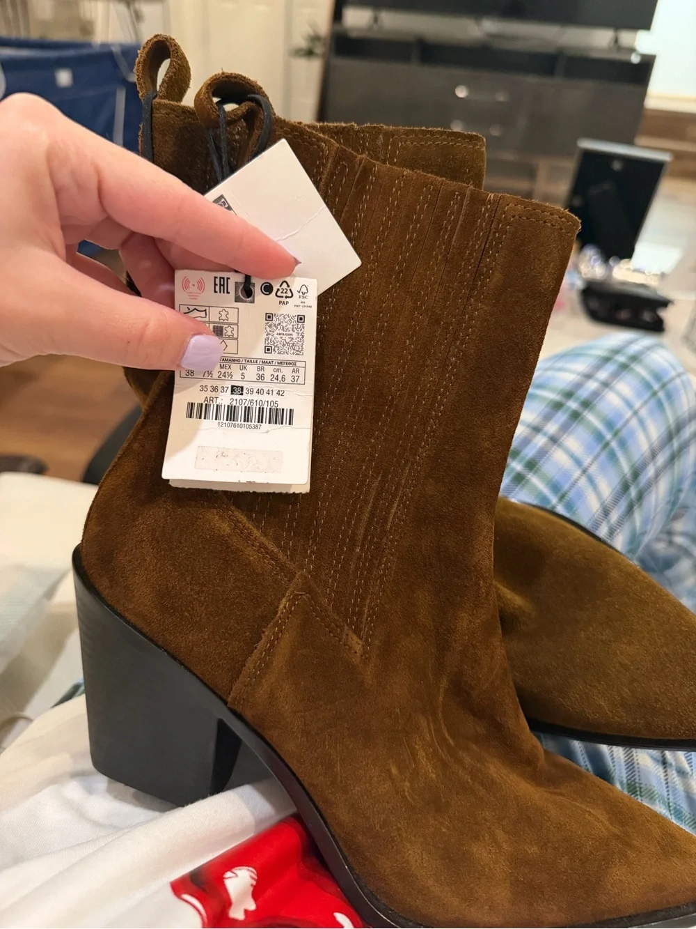 Zara Dark Brown Suede Pointed-Toe Ankle Boots